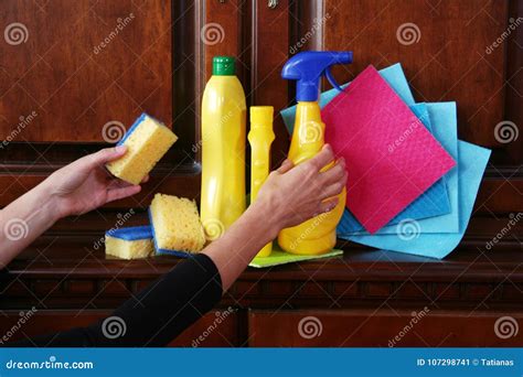 Cleaning Wooden Furniture. Indoor Cleaning. Stock Image - Image of ...