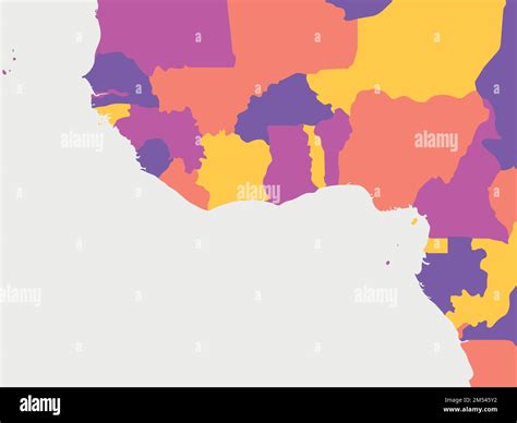 Western Africa blank map. High detailed political map of western ...