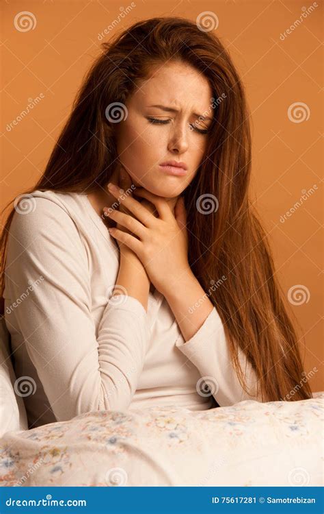 Illness Flu Sore Throat Woman Resting in Bed Stock Image - Image of isolated, black: 75617281