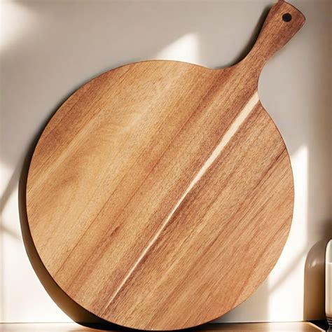 Amazon.com: ZeQi Round Acacia Wood Cutting Board with Handle 16.5''x12 ...