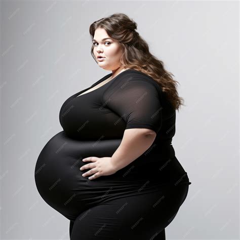 Portrait of beautiful plus size woman with big belly studio shot | Premium AI-generated image