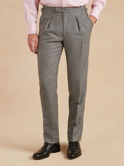 Pleated Trousers Glen Plaid Flannel | Men's Pleated Trousers | Oliver ...