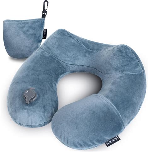 Keemall Inflatable Travel Neck Pillow for Airplane Sleeping Blow Up ...