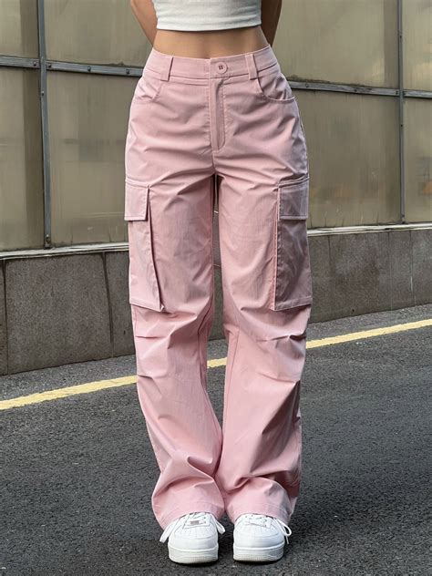 Emmiol Free shipping 2026 Ruched Pink Straight Leg Cargo Pants Pink M ...