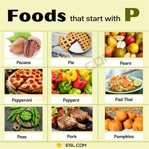 70 Foods that Start with P in English • 7ESL