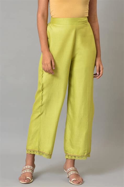 Buy Lime Green Pants With Lace Detail @ 1499 | W for woman - wforwoman