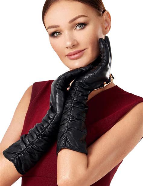 VIKIDEER Luxury Long Leather Gloves Women Plush Lined Touchscreen Warm ...