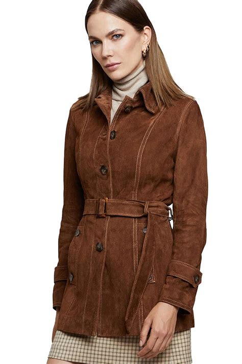 You’ve Searched Brown Ivy Womens Suede Leather Long Coat