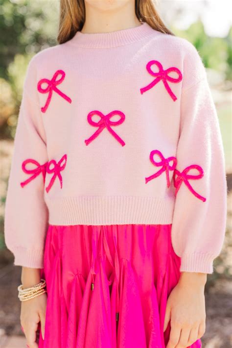 Girls: Feeling Just Fine Pink Bow Sweater - Shop the Mint