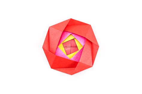 Nested Origami Camellia Flower Rosette Tutorial - Folding Instructions ...