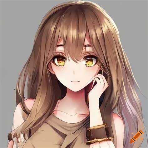 Anime girl with golden eyes and light brown hair