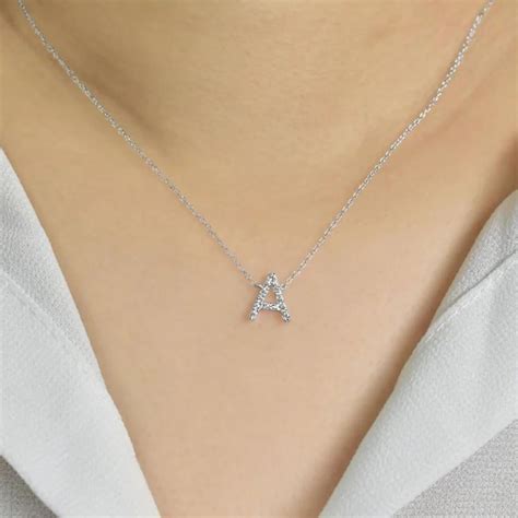 14k Gold Diamond Initial Necklace Personalize Initial Pendant letter ...