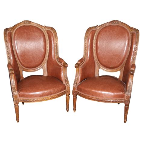Fantastic Pair of Carved Walnut Antique French Bergere Parlor Chairs ...