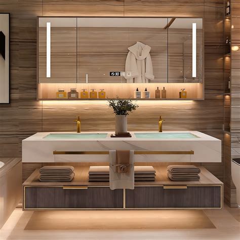 Modern Bath Vanity Set, Gray, Textured Column, 72"- 100", Double, Free