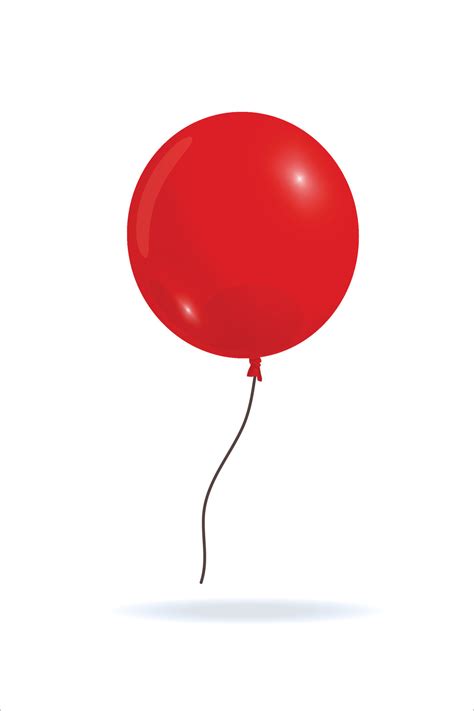 Big red round shiny balloon with loose thread, hanging mid-air or ...