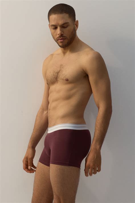 3-Pack Short Boxer Briefs with Lycra® - Burgundy/white - Men | H&M US