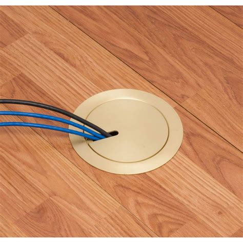 Recessed Round Floor Box, 20A Power, 2 Data Connections, Brass Cover ...