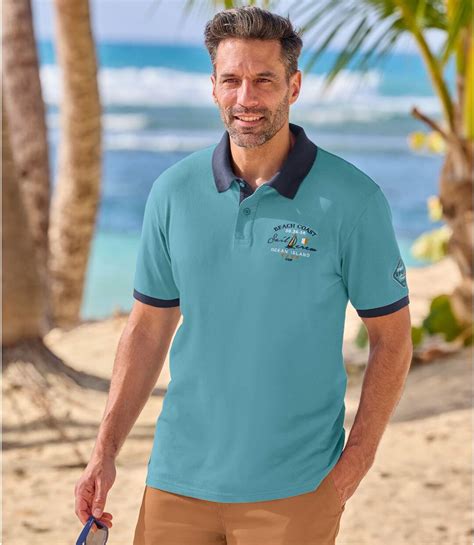 Pack of 2 Men's Piqué Polo Shirts - White Blue | Atlas For Men