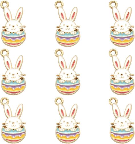 Amazon.com: DanLingJewelry 20Pcs Easter Bunny Charms Colorful Easter ...
