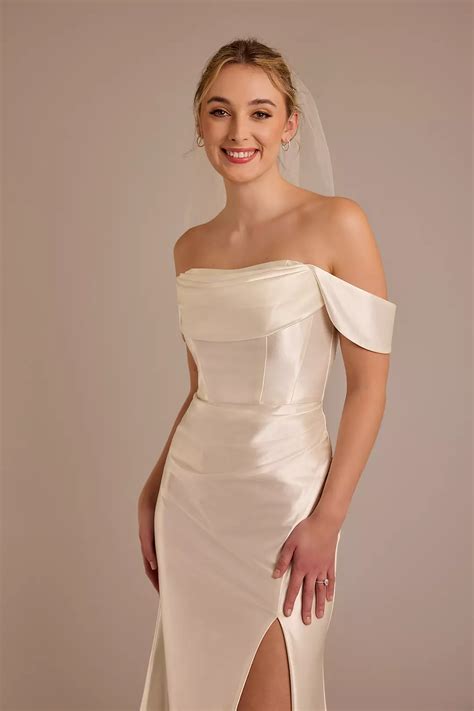 Strapless Sculpting Satin Mermaid Wedding Dress | David's Bridal