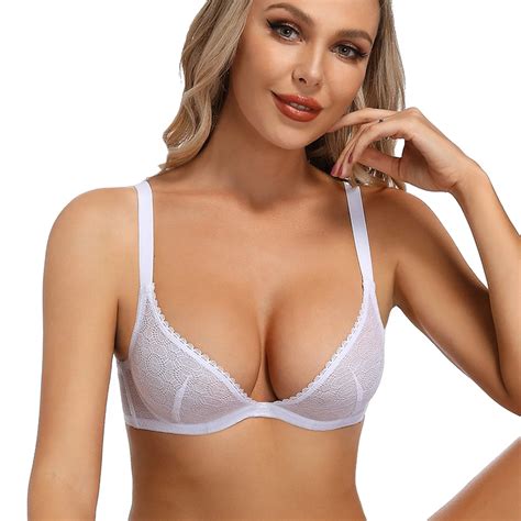 New-Pure-White-Lace-Bras-For-Women-Plunge-See-Through-Transparent-1-2 ...
