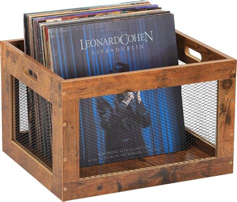 Amazon.com : MOOACE Vinyl Record Storage Crate, Wooden Record Crate ...