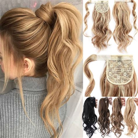SEGO Ponytail Extension Human Hair Clip in Hair Extension Wrap Around ...