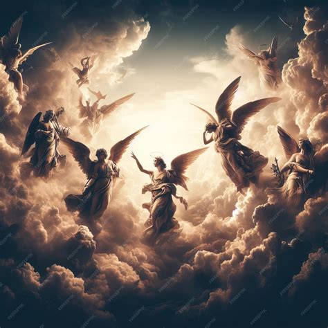 Angels in the sky beautiful and radiant and very glorious | Premium AI ...