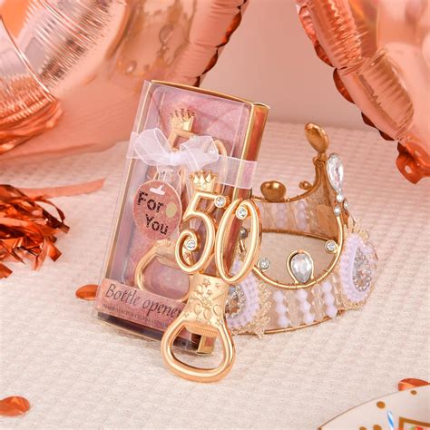 24 boxes of rose gold themed 50th birthday bottle openers favored for ...