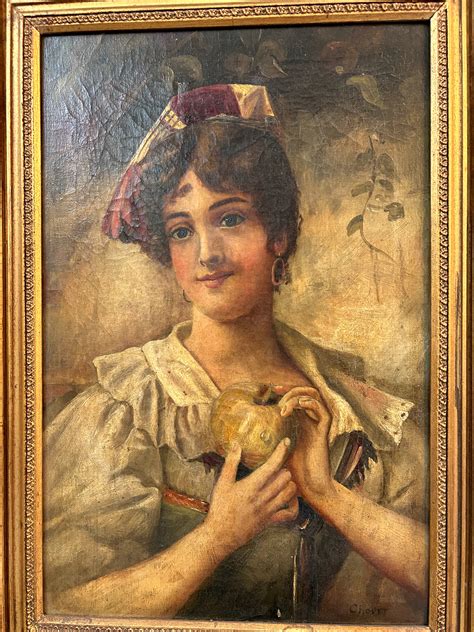 Old Master Art Antique Oil Painting Portrait girl on canvas signed Chovet -- Antique Price Guide ...