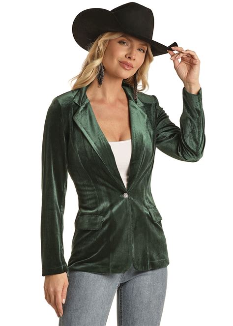 Panhandle Slim® Women's Single Button Green Velvet Western Blazer ...