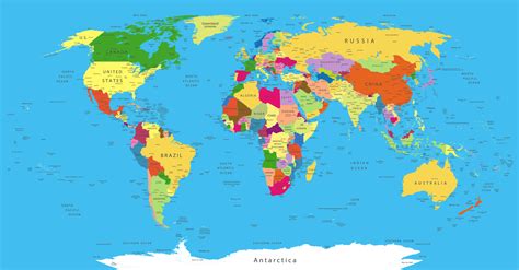 Colorful World Map with Countries