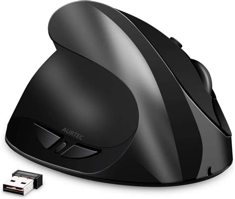 AURTEC Left Handed Mouse, Rechargeable 2.4G Wireless Ergonomic Vertical ...