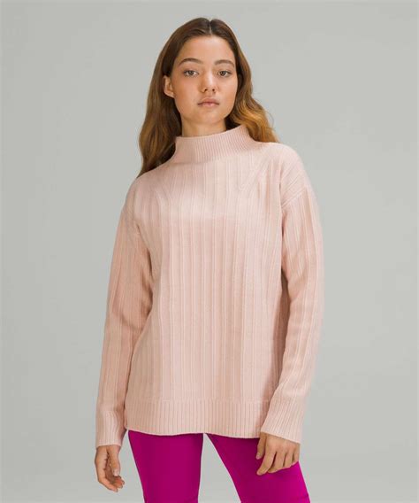 Lululemon Twin Rib Turtleneck Sweater - Feather Pink - lulu fanatics