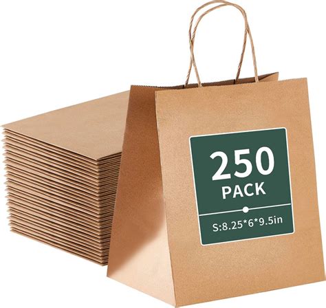 Amazon.com: DealbyBox 250Pack Brown Paper Bags with Handles - Bulk ...