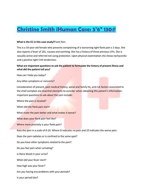 SOLUTION: Christine smith ihuman case - Studypool