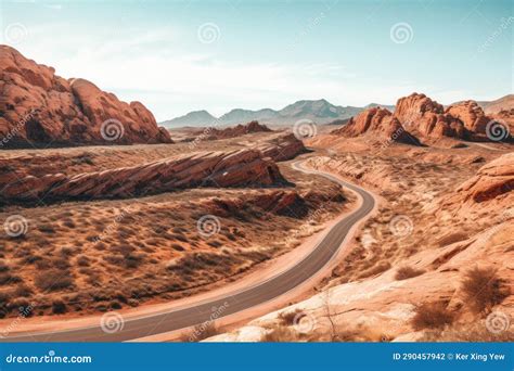Red Rock Canyon Road stock illustration. Illustration of summer - 290457942