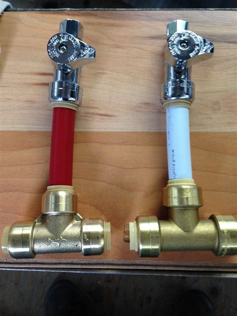 PEX piping with quarter-turn shutoff valves and brass fittings. | Pex plumbing, Diy plumbing ...
