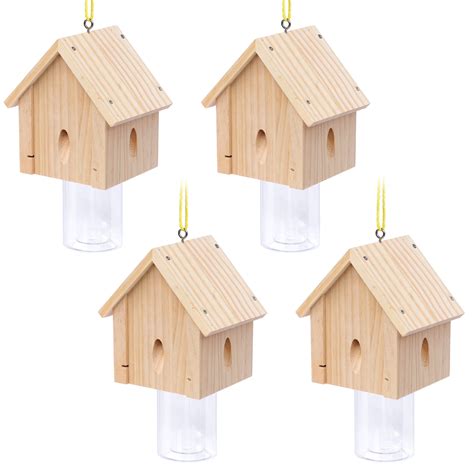 Best Bee Outdoor Trap 4 Pack Wood Carpenter Bee Trap for Outside ...
