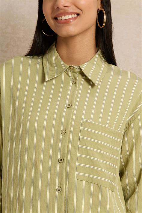 Buy Women Green Striped Shirt 130447548 in Saudi Arabia | REDTAG