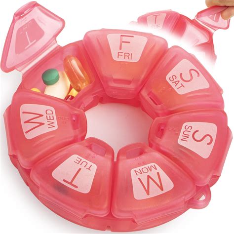 Amazon.com: Round Weekly Pill Organizer, TPU Rubberized, Travel Pill ...