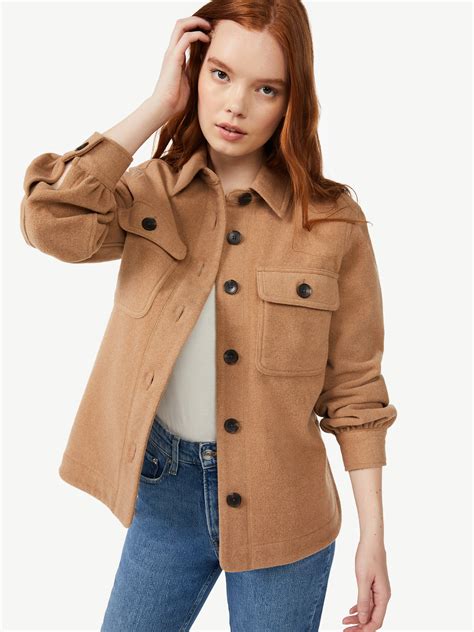 Free Assembly Women's Shirt Jacket with Gathered Sleeves - Walmart.com