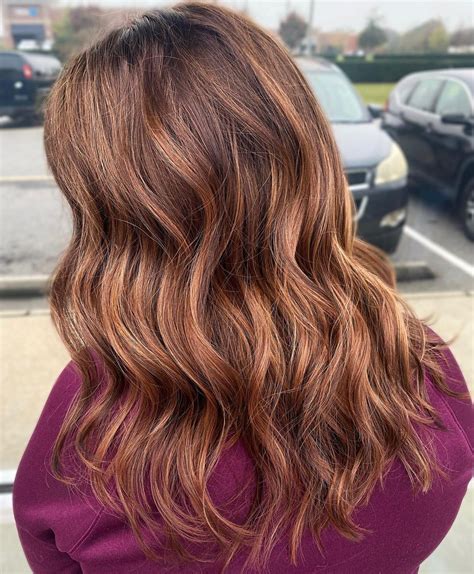 Auburn Brown Hair With Caramel Highlights