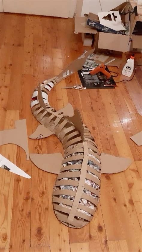 Paper Mache Progress | Cardboard art sculpture, Cardboard art, Cardboard crafts diy