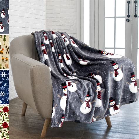 PAVILIA Christmas Snowman Throw Blanket | Grey Christmas Fleece Blanket ...