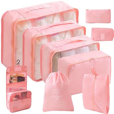 Packing Cubes 9 Set, Travel Packing Organizers for Suitcase Set Luggage ...