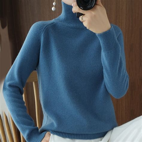 Sweaters For Women Turtleneck Sweater New Thickened Korean Solid Color ...