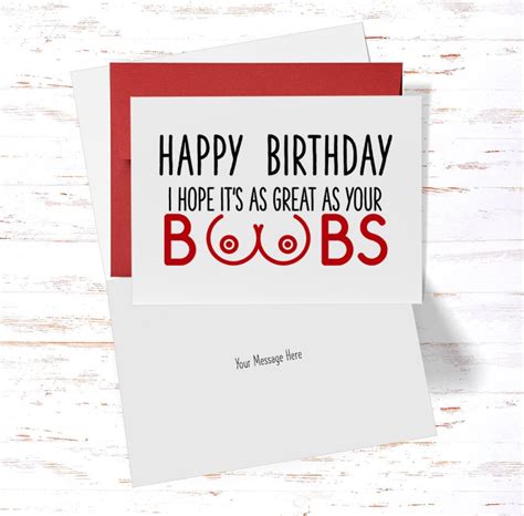 Naughty Card for Her, Happy Birthday I Hope It's as Great as Your Boobs ...
