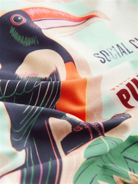 Buy Blue/Cream Stripe Palm Tummy Control High Leg Scoop Swimsuit from ...