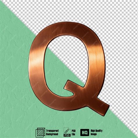 Premium PSD | Copper Outline Letter Q Symbol on plain background